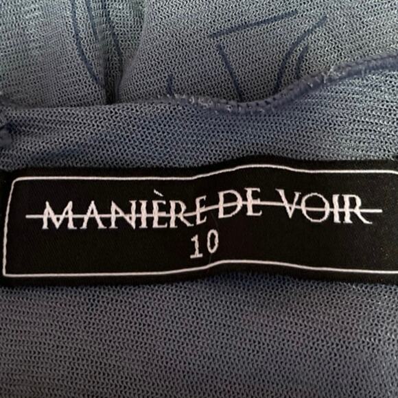 Maniere De Voir Women's Blue Face Sheer Mesh Long Sleeve Bodysuit Top Size 10 - Picture 5 of 6